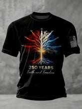 Men's Casual Crew Neck Short-Sleeve T-Shirt with USA 250th Anniversary Print