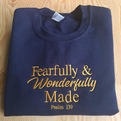 Embroidered Fearfully and Wonderfully Made Sweatshirt