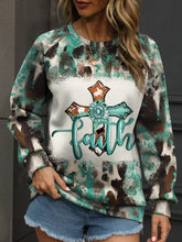 Women's Tie Dye Cross & Letter Print Lounge Top, Long Sleeve Crew Neck Sweatshirt for Fall & Winter