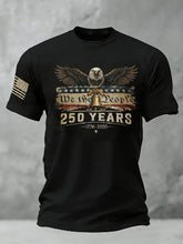 Men's Casual American 250th Anniversary Print Waffle Knit T-shirt