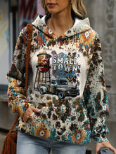 Women's Tie Dye Truck & Slogan Print Hoodie with Kangaroo Pocket, Long Sleeve for Fall & Winter