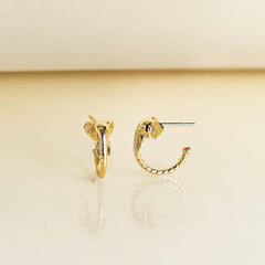 Promised Land Garden of Life Elephant Half Hoop Stud Earrings