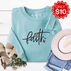 Faith Flower Embroidered Crewneck Sweatshirt
