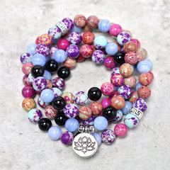 Faith Nova Natural Purple Miano Real Stone Lotus Mala