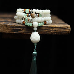 Faith Nova White Bodhi Seed Mala 108 Beads Protection Bracelet