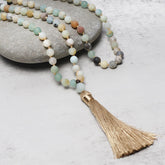 Faith Nova 108 Amazonite Beads Tassel Mala Bracelet