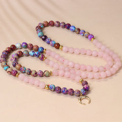 Faith Nova 108 Beads Miano Real Pink Crystal Mala Healing Bracelet