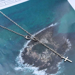 Eternal Infinity Symbol & Cross Silver Necklace