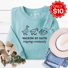 Walking by Faith Embroidered Crewneck Sweatshirt