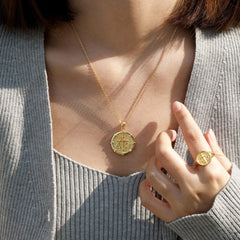 Personalized Alpha Omega Fleur-de-Lis Cross Medallion Necklace