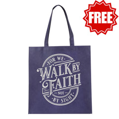 Walk By Faith Blue Reusable Non-woven Shopping Bag - 2 Corinthians 5:7