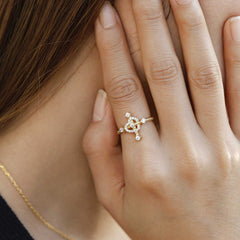 Heart Cross Cord Ring