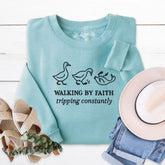 Walking by Faith Embroidered Crewneck Sweatshirt