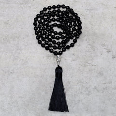 Faith Nova 108 Mala Black Onyx Beads Yoga Meditation Prayer Beads Necklace
