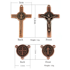 Wooden Rosary Necklace with Crucifix & Saint Benedict Medal