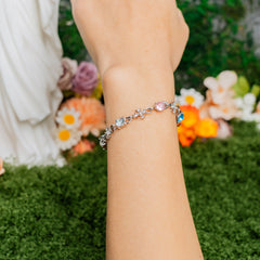 Heaven’s Grace Cross Crystal Bracelet – White & Pastel Glow Faith Jewelry