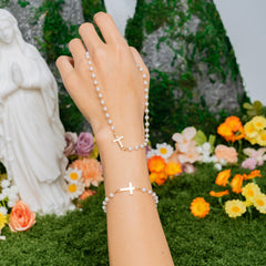 Pearl Cross Jewelry Set – Elegant Christian Faith Necklace & Bracelet