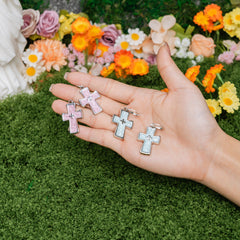 Grace Enamel Cross Hoop Earrings – Faith-Inspired Color Drop Earrings