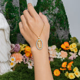 Turquoise Saint Pendant Necklace – Oval & Rectangle Holy Icon Designs