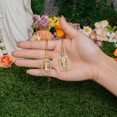 Turquoise Saint Pendant Necklace – Oval & Rectangle Holy Icon Designs