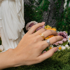 Double Cross Faith Ring – Adjustable Stacking Band of Light & Grace