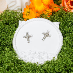 Faith & Pearl Cross Earrings – Silver Glow Christian Studs