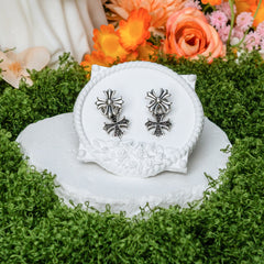 Grace Bloom Cross Earrings – Layered Christian Floral Cross Studs