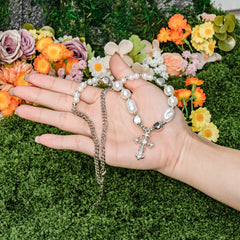 Baroque Pearl Cross Necklace – Vintage Christian Faith Jewelry