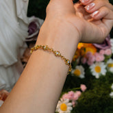 Christian Cross Flower Bracelet – Golden Faith Blossom Design