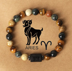 12 Zodiac Signs Natural Stone Bracelet – Astrology Crystal Bead Bracelet