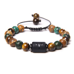 12 Zodiac Natural Stone Bracelet – Adjustable Astrology Bead Bracelet