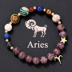 12 Zodiac Galaxy Bracelet – Astrology Planet Bead Bracelet