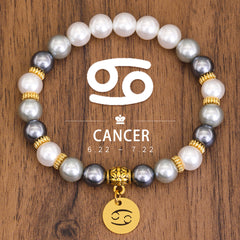 12 Zodiac Pearl Bracelet – Astrology Charm Bead Bracelet