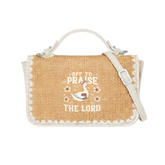 Off To Praise The Lord Print Christian Faith Straw Baguette Crossbody Bag