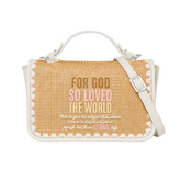 For God So Loved The World Print Christian Faith Straw Baguette Crossbody Bag
