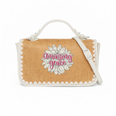 Amazing Grace Sunflower Print Christian Faith Straw Baguette Crossbody Bag