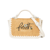 Faith Hebrews 11:1 Print Christian Faith Straw Baguette Crossbody Bag