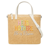 He is Not Here He Is Risen Print Christian Faith Straw Crossbody Tote Bag