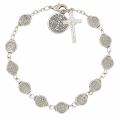 Vintage Catholic Rosary Bracelet – Crucifix Beaded Prayer Bracelet (Adjustable)