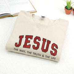 Embroidered Jesus The Way The Truth and The Life Crewneck Sweatshirt