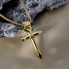 Unity Fist Cross Pendant Necklace
