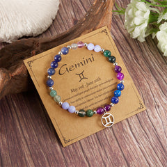 12 Zodiac Crystal Bead Bracelet – Astrology Healing Stone Bracelet