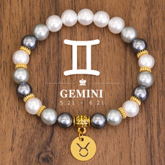12 Zodiac Pearl Bracelet – Astrology Charm Bead Bracelet