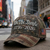 We The People 1776–2026 Patriotic Hat – USA 250th Anniversary Camo Baseball Cap