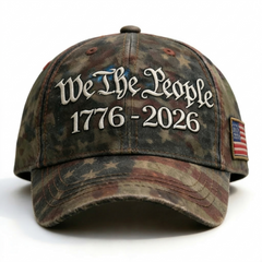 We The People 1776–2026 Patriotic Hat – USA 250th Anniversary Camo Baseball Cap