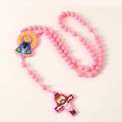 Kids Cartoon Rosary Necklace with Cross – Colorful Prayer Beads for Children