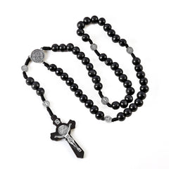 St. Benedict Wooden Rosary with Crucifix – Catholic Prayer Beads Necklace