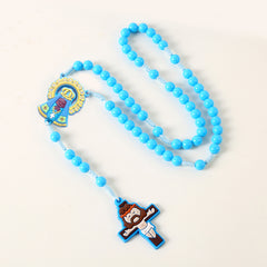 Kids Cartoon Rosary Necklace with Cross – Colorful Prayer Beads for Children