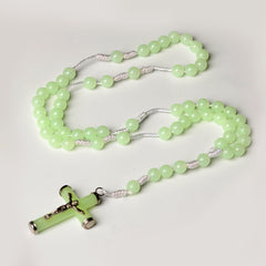 Glow in the Dark Rosary Necklace – Luminous Catholic Prayer Beads with Cross