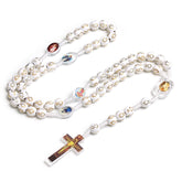 Catholic Rosary Necklace with Cross Pattern Beads & Crucifix